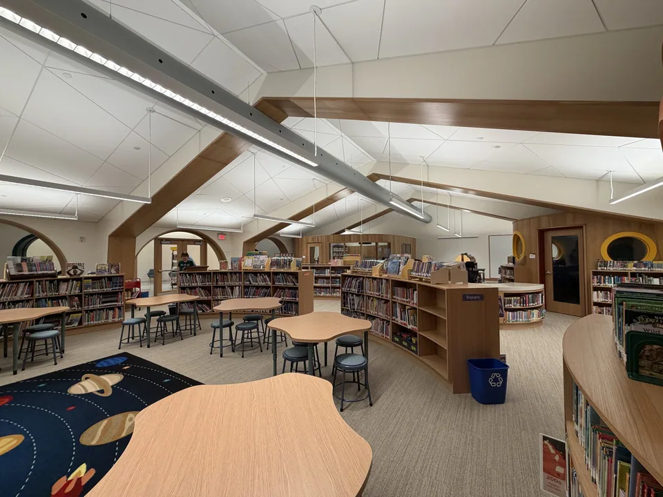 Custom wood millwork in a learning space.